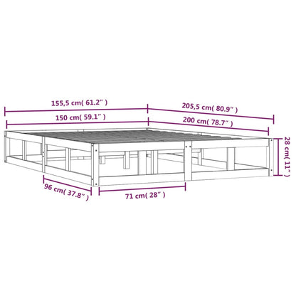 Giroletto Grigio 150x200 cm King in Legno Massello - homemem39