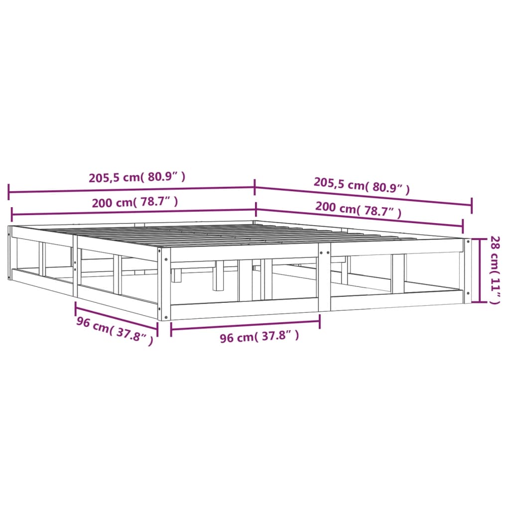 Giroletto senza Materasso Ambra 200x200 Legno Massello - homemem39