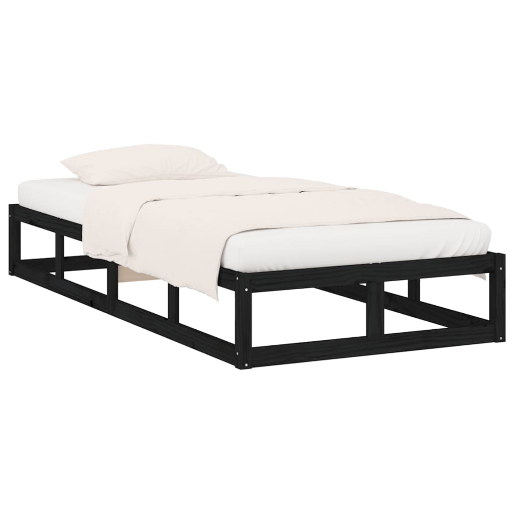 Giroletto Nero 75x190 cm Small Single in Legno Massello - homemem39