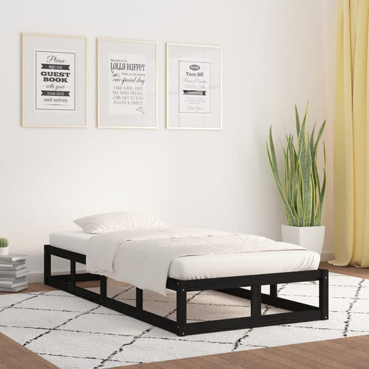 Giroletto Nero 75x190 cm Small Single in Legno Massello - homemem39