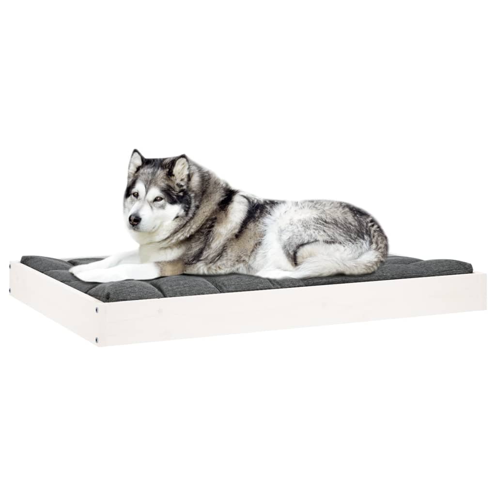 Cuccia per Cani Bianca 101,5x74x9 cm in Legno Massello di Pino | homemem39