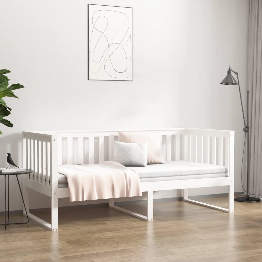 Dormeuse senza Materasso Bianca 90x200 cm Legno Massello Pino