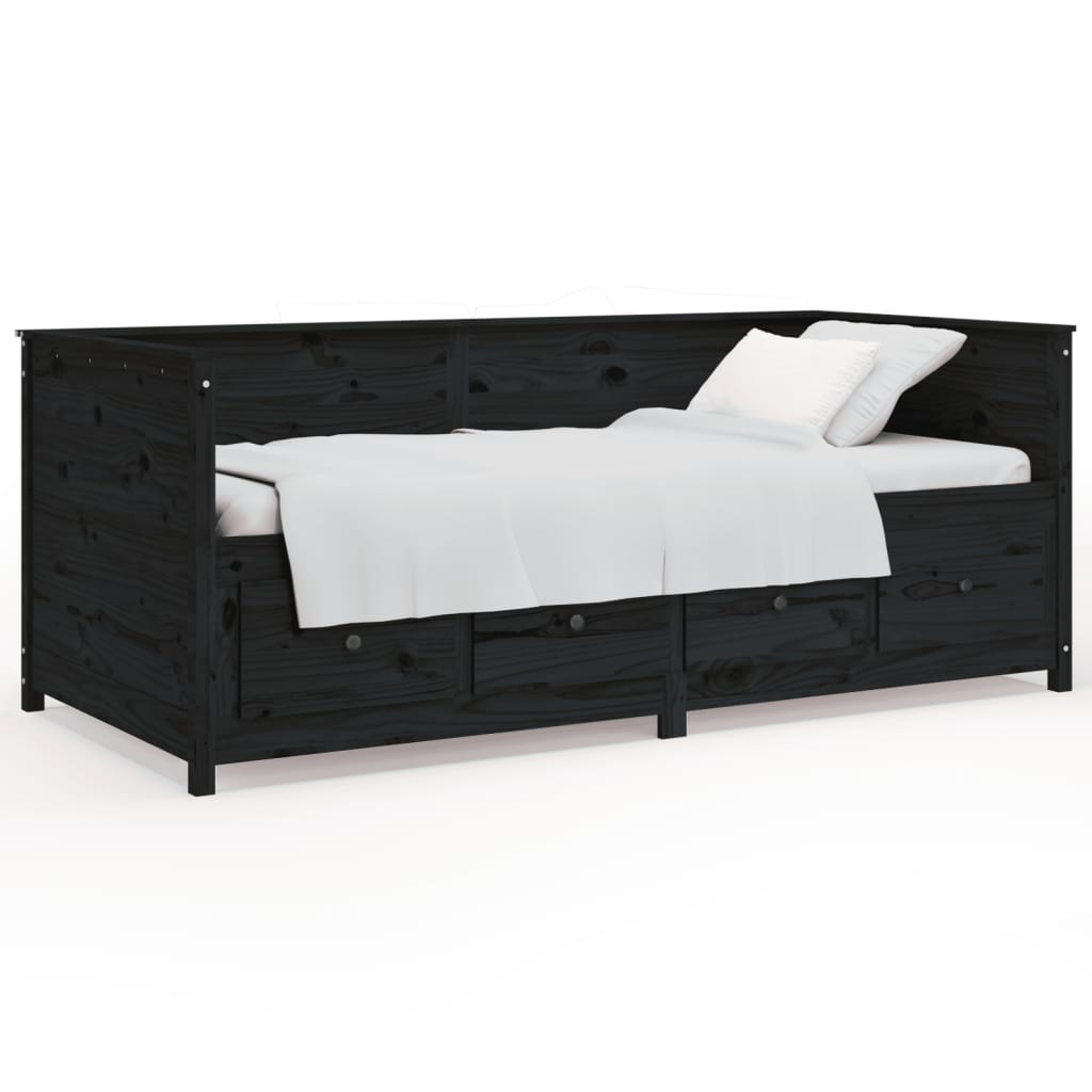 Dormeuse Nera 90x200 cm in Legno Massello di Pino | homemem39