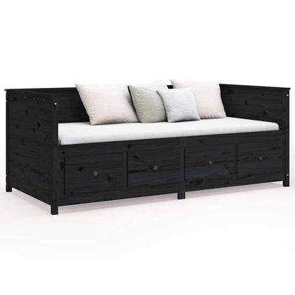 Dormeuse Nera 90x200 cm in Legno Massello di Pino