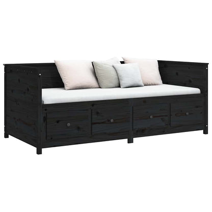 Dormeuse Nera 90x200 cm in Legno Massello di Pino