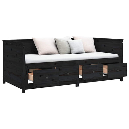Dormeuse Nera 90x200 cm in Legno Massello di Pino
