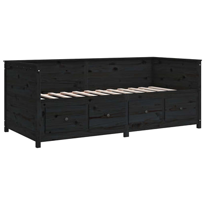 Dormeuse Nera 90x200 cm in Legno Massello di Pino