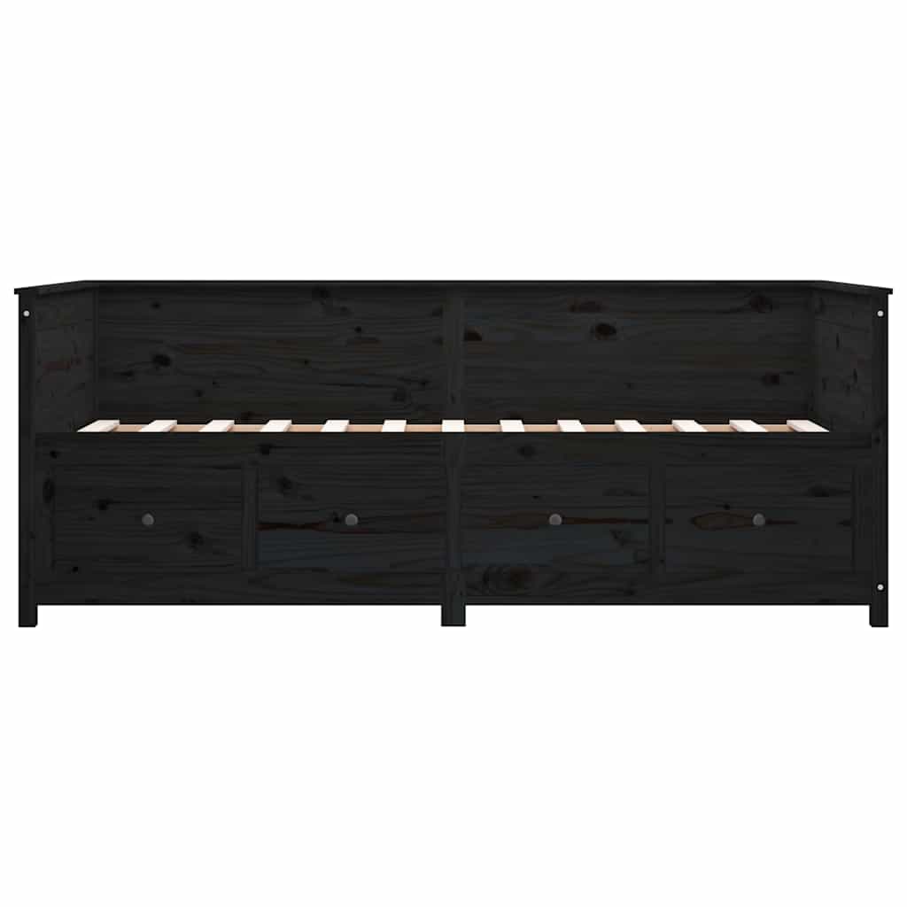Dormeuse Nera 90x200 cm in Legno Massello di Pino