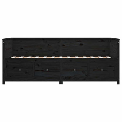 Dormeuse Nera 90x200 cm in Legno Massello di Pino