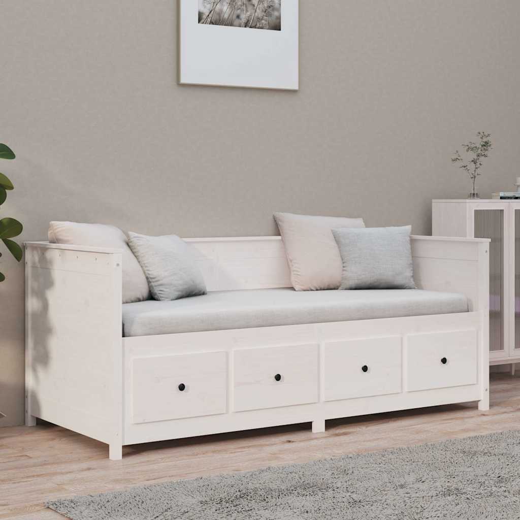 Dormeuse senza Materasso Bianca 90x190 cm Legno Massello Pino