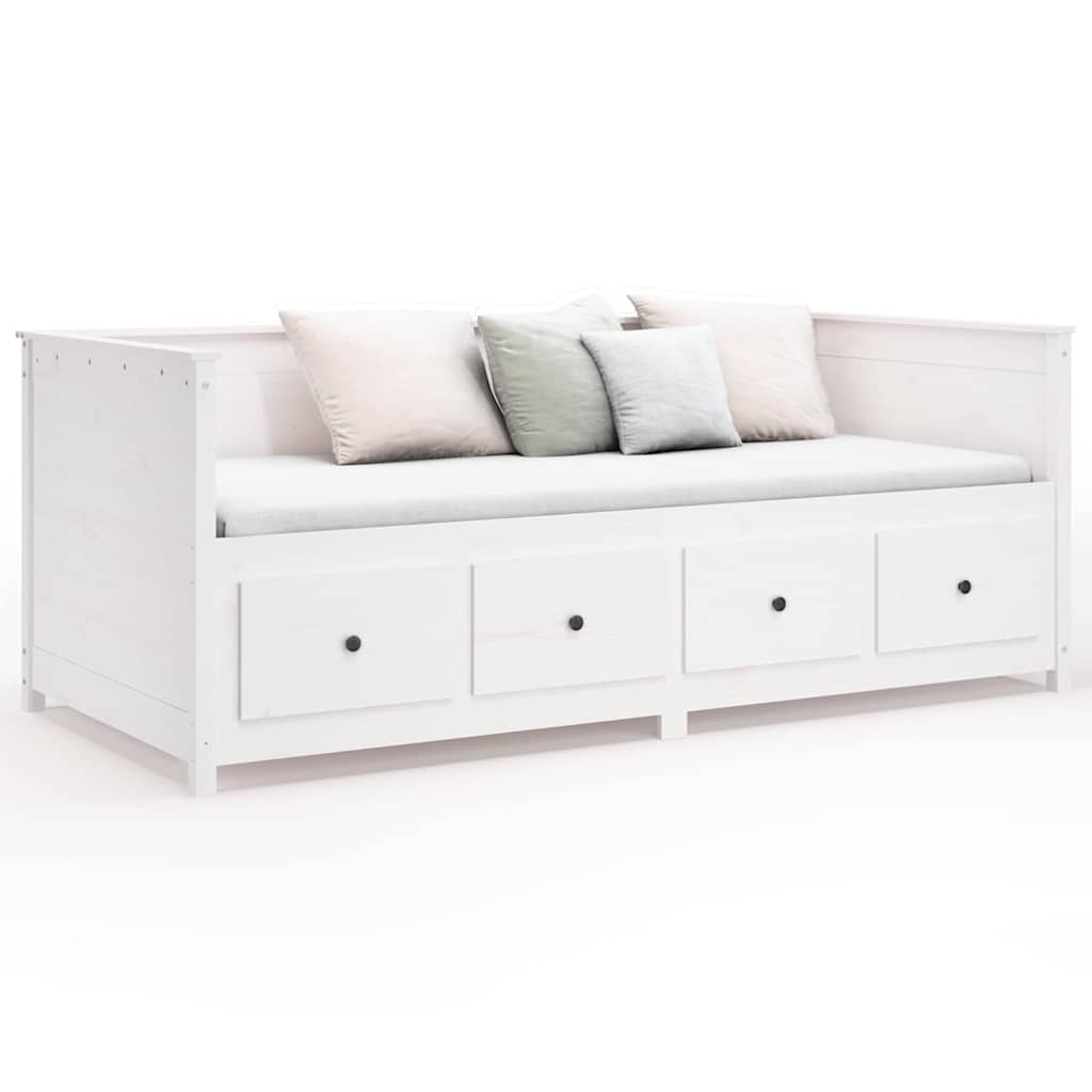 Dormeuse senza Materasso Bianca 90x190 cm Legno Massello Pino
