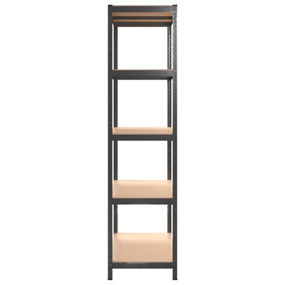 Scaffale Resistente 5 Strati Grigio Acciaio e Legno Multistrato | homemem39