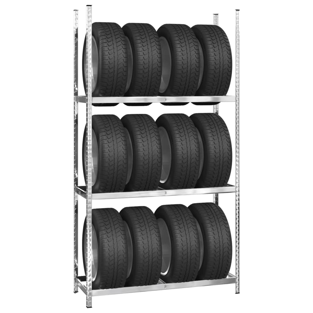 Portapneumatici a 3 Livelli Argento 110x40x200 cm in Acciaio | homemem39