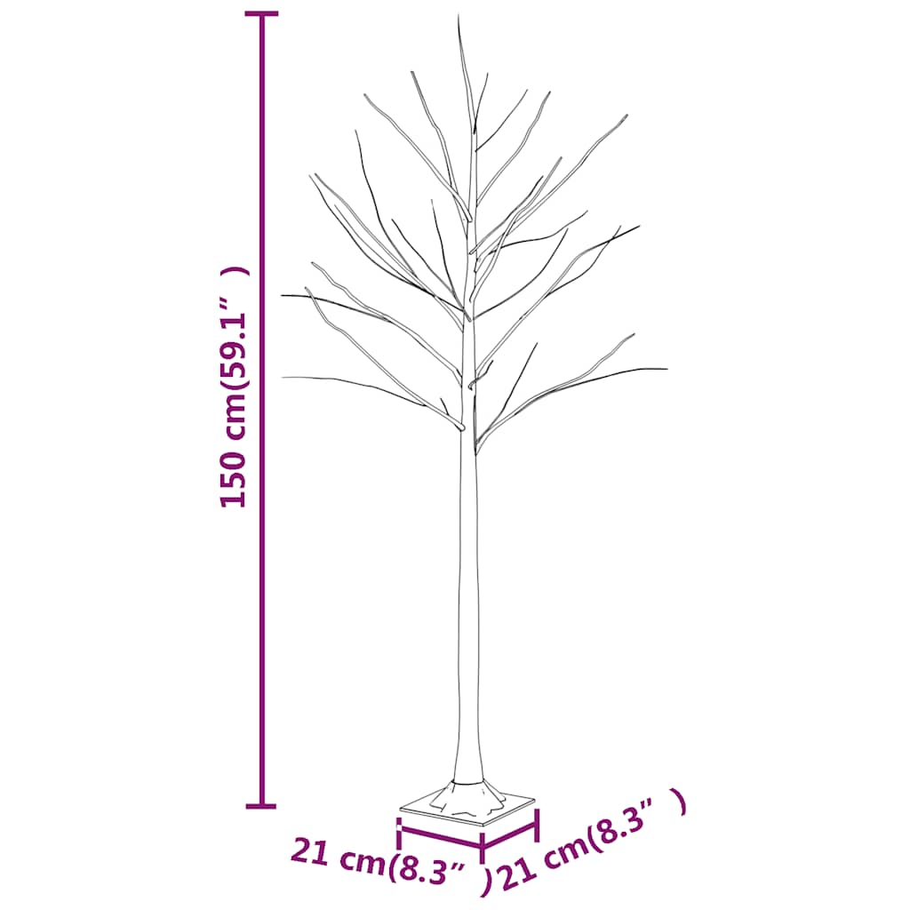 Betulla con LED Bianco Caldo 72 LED 150 cm - homemem39