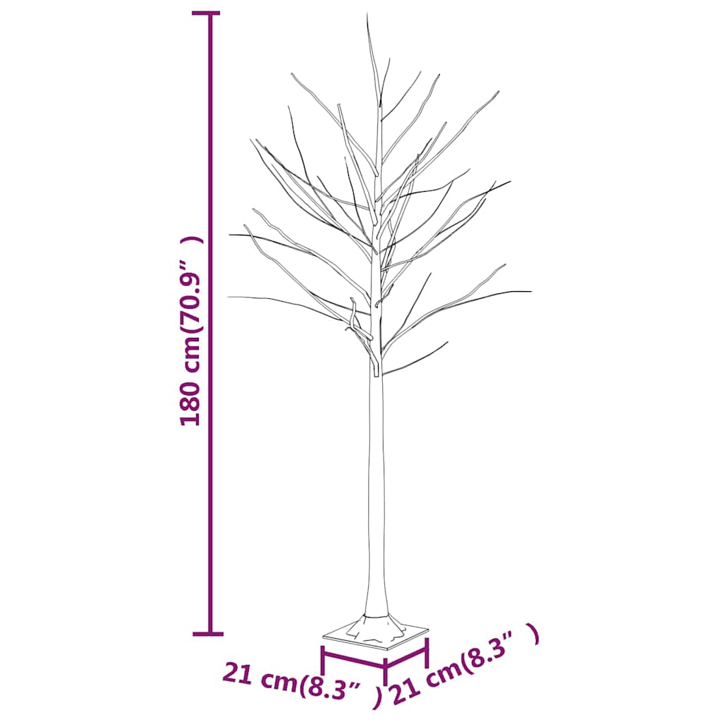 Betulla con LED Bianco Caldo 96 LED 180 cm - homemem39