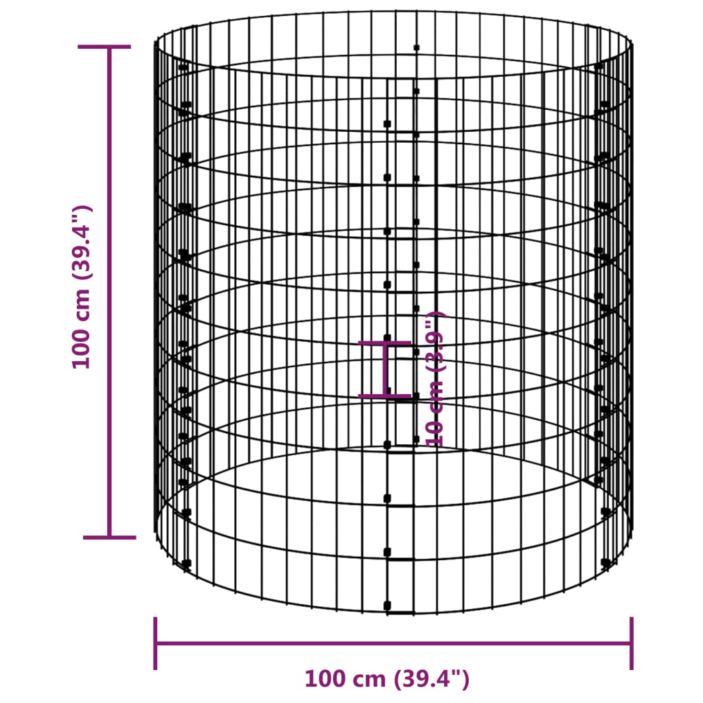 Compostiera da Giardino Ø100x100 cm in Acciaio Zincato | homemem39