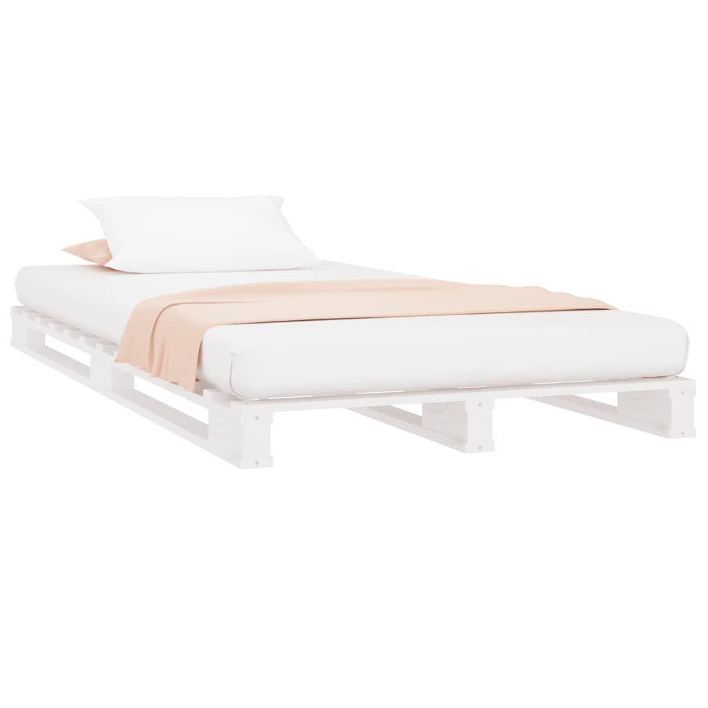 Letto a Pallet Bianco 90x200 cm in Legno Massello di Pino | homemem39