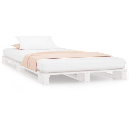 Letto a Pallet Bianco 100x200 cm in Legno Massello di Pino | homemem39