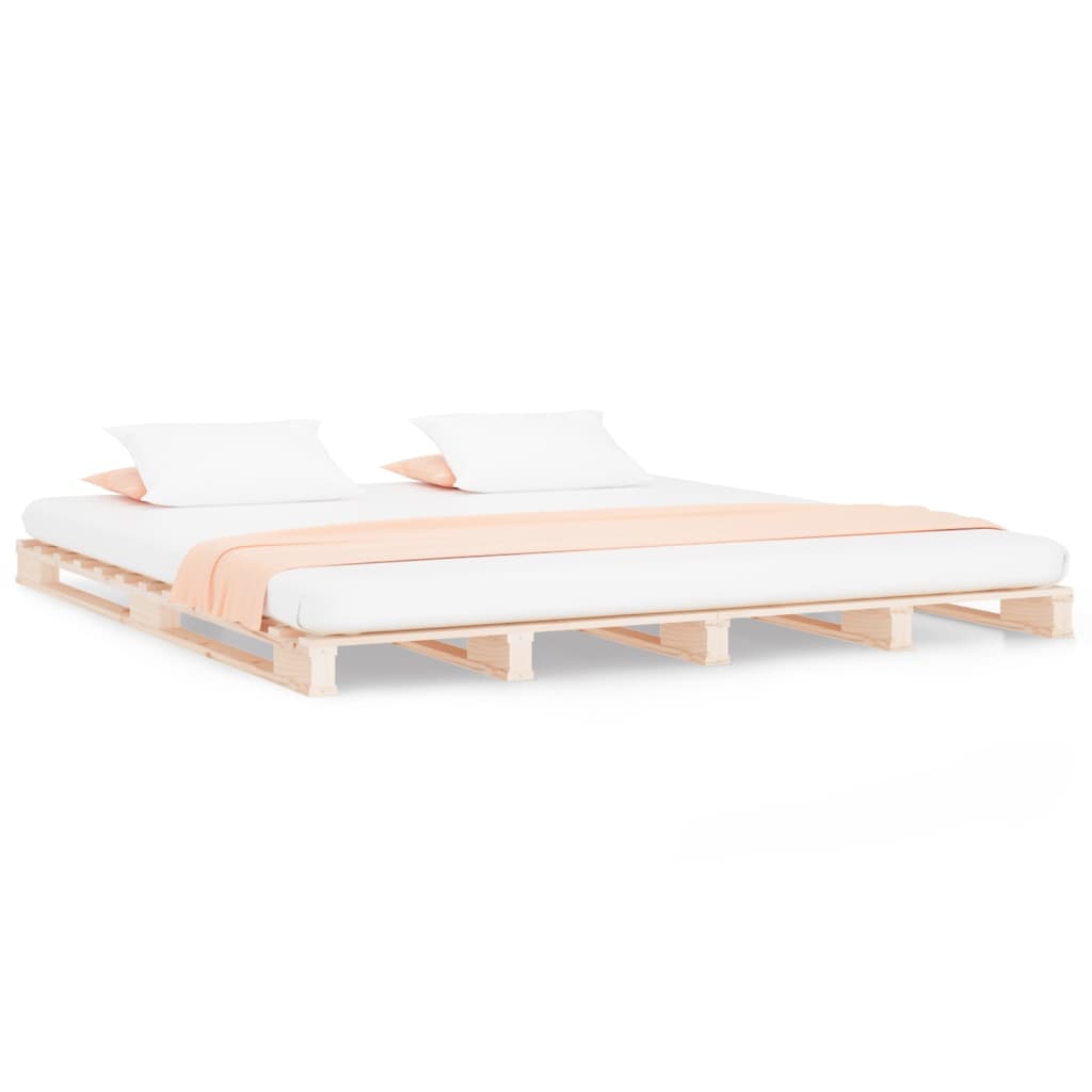 Letto a Pallet 140x200 cm in Legno Massello di Pino | homemem39