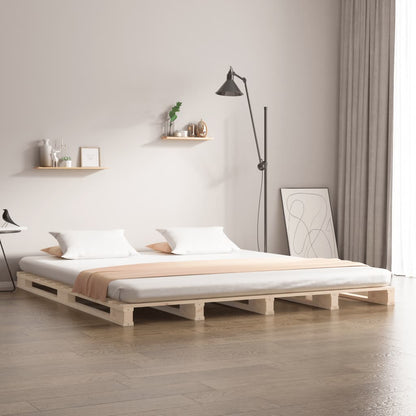 Letto a Pallet 140x200 cm in Legno Massello di Pino - homemem39