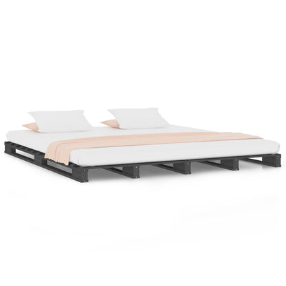 Letto a Pallet Grigio 150x200 cm Massello di Pino 5FT King Size - homemem39