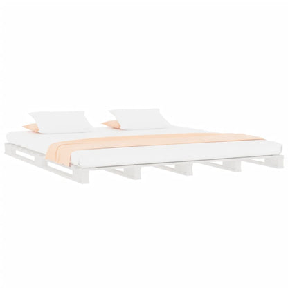 Letto a Pallet Bianco 200x200 cm in Legno Massello di Pino | homemem39