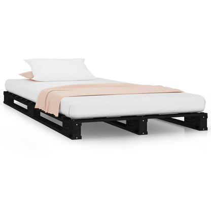 Letto a Pallet Nero 75x190 cm Small Single Legno di Pino - homemem39