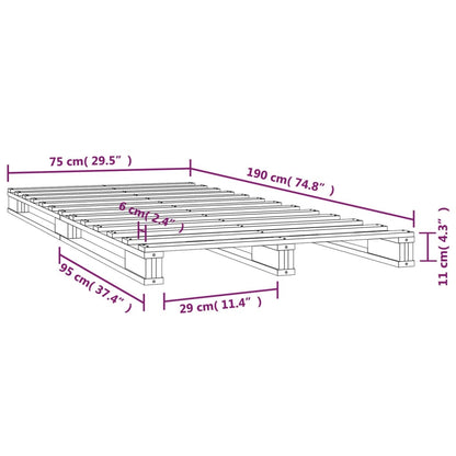 Letto a Pallet Nero 75x190 cm Small Single Legno di Pino - homemem39
