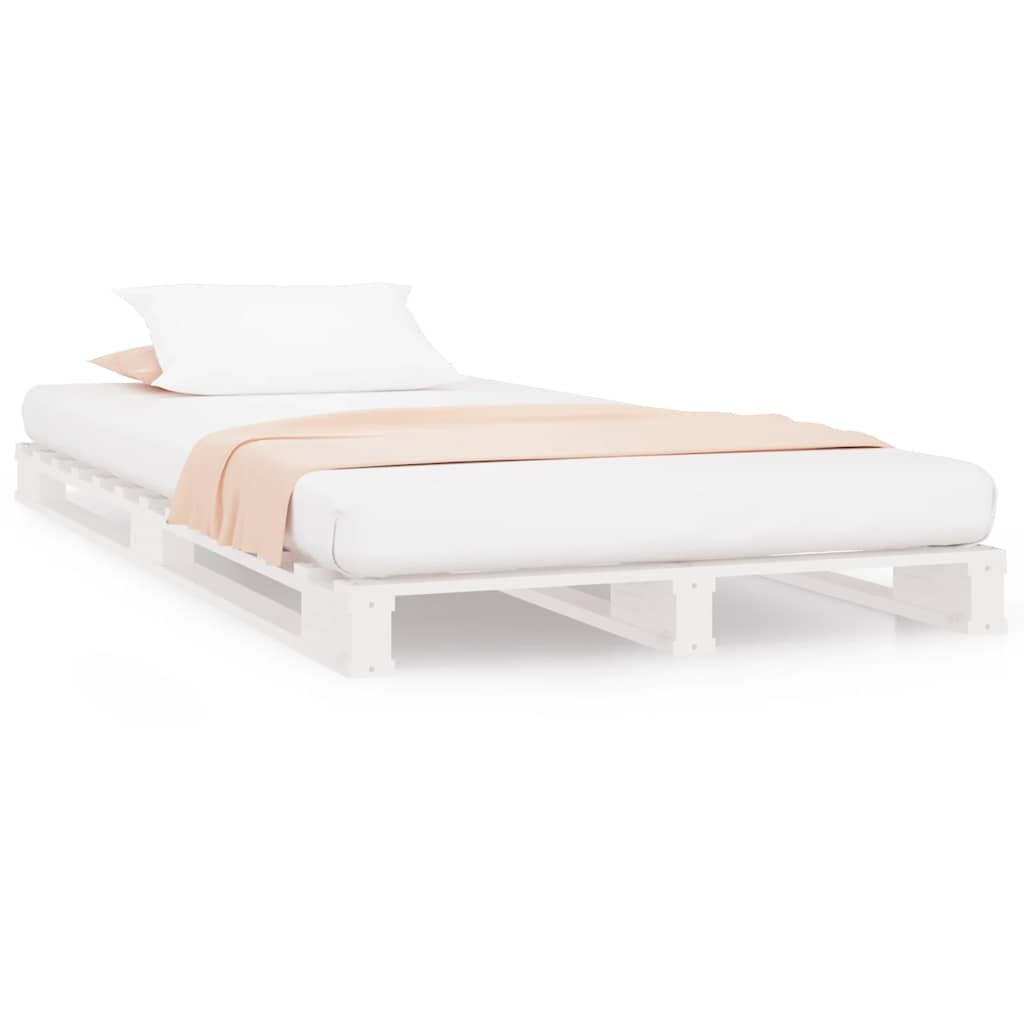 Letto a Pallet Bianco 90x190 cm Single Legno Massello di Pino | homemem39