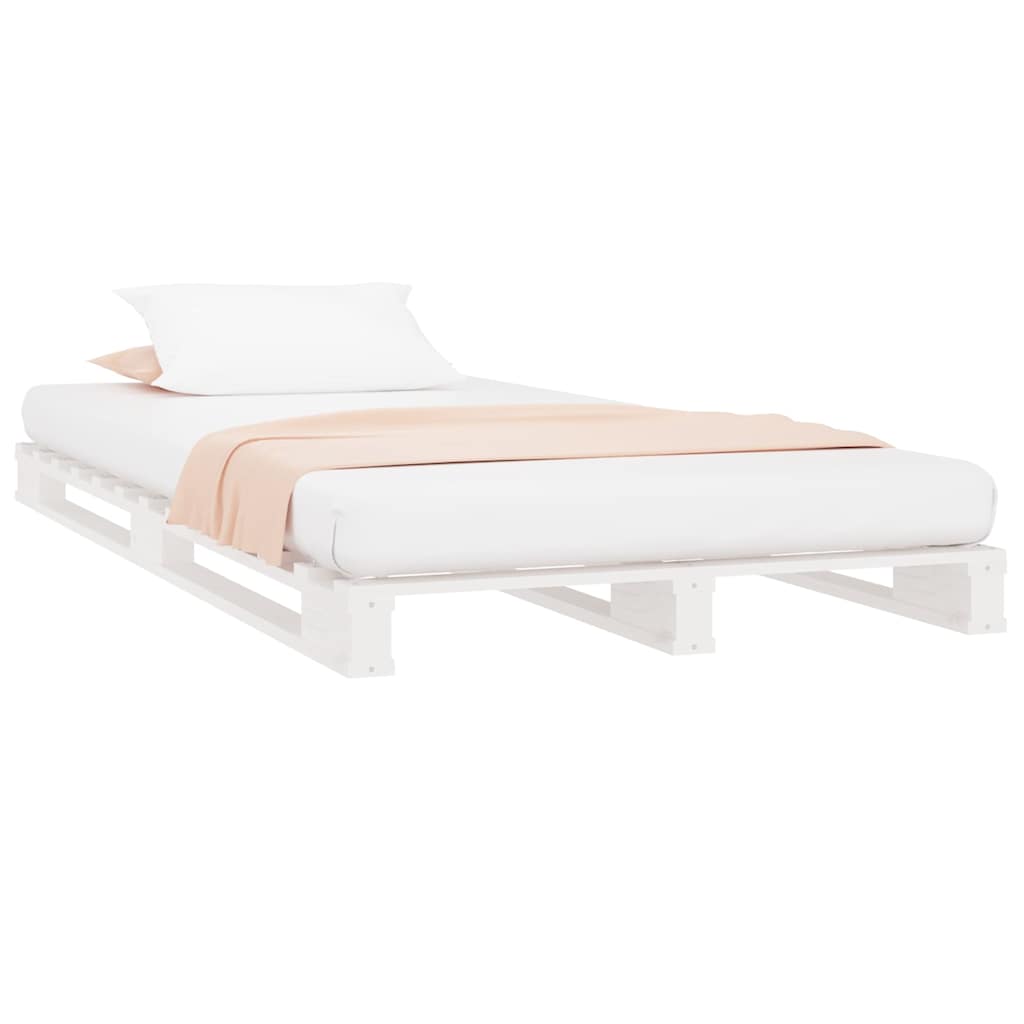 Letto a Pallet Bianco 90x190 cm Single Legno Massello di Pino | homemem39