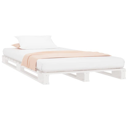 Letto a Pallet Bianco 90x190 cm Single Legno Massello di Pino | homemem39