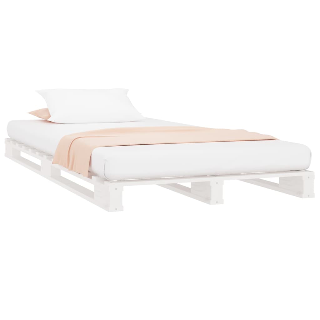 Letto a Pallet Bianco 90x190 cm Single Legno Massello di Pino - homemem39