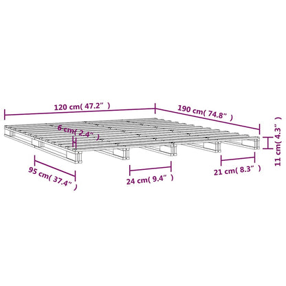 Letto a Pallet 120x190 cm Small Double Legno Massello di Pino | homemem39