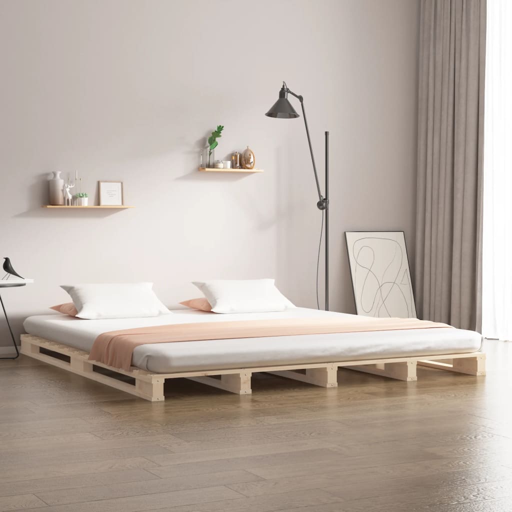 Letto a Pallet 120x190 cm Small Double Legno Massello di Pino - homemem39