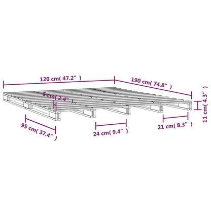 Letto a Pallet Nero 120x190 cm Small Double Legno di Pino - homemem39