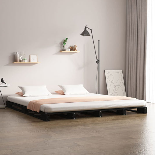 Letto a Pallet Nero 120x190 cm Small Double Legno di Pino - homemem39