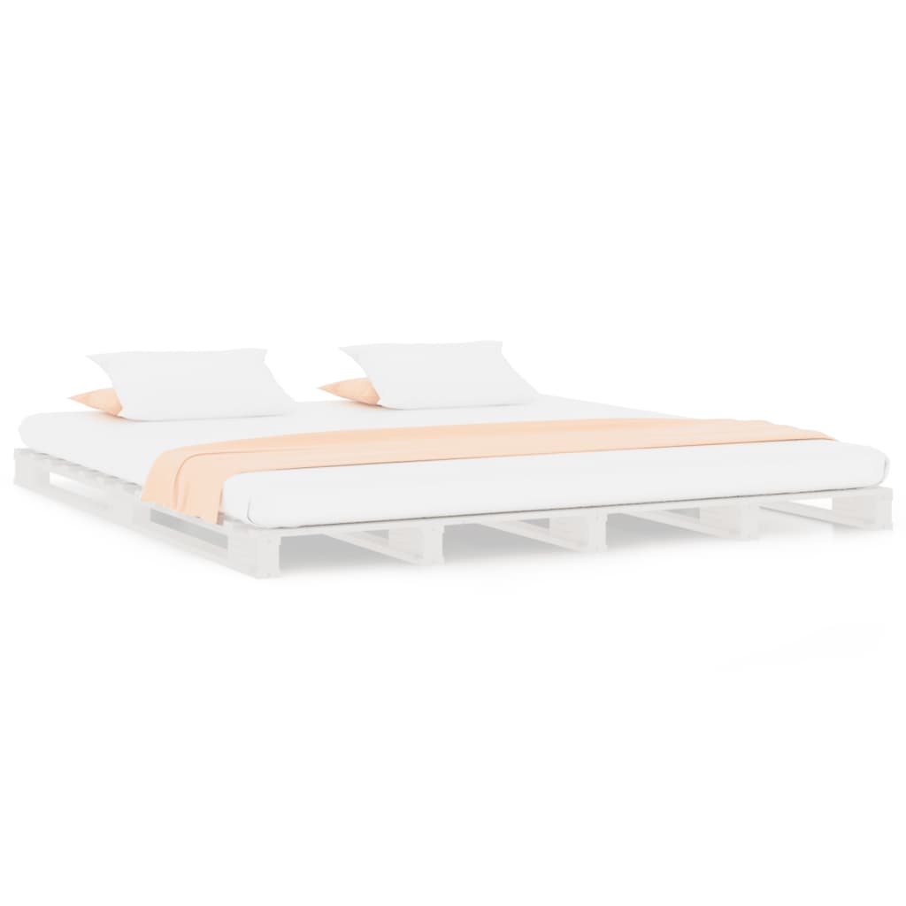 Letto a Pallet Bianco 135x190 cm Double Legno Massello di Pino | homemem39