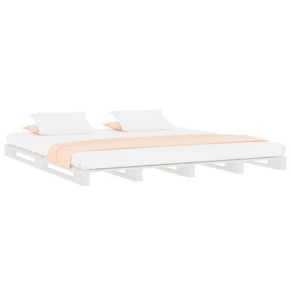 Letto a Pallet Bianco 135x190 cm Double Legno Massello di Pino - homemem39
