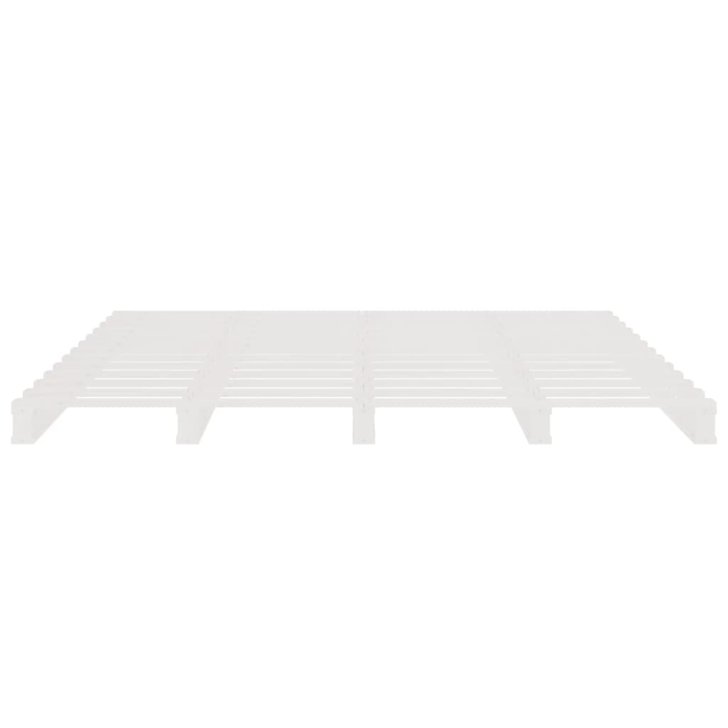 Letto a Pallet Bianco 135x190 cm Double Legno Massello di Pino - homemem39
