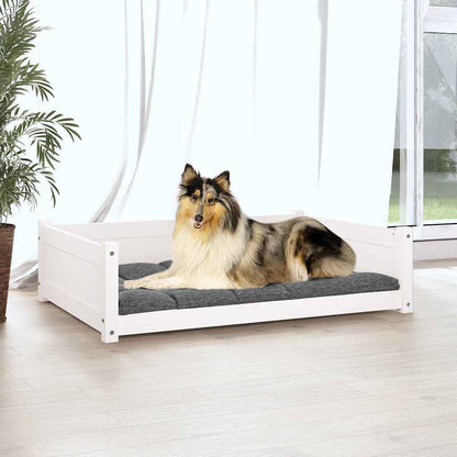 Cuccia per Cani Bianca 95,5x65,5x28cm in Legno Massello di Pino - homemem39