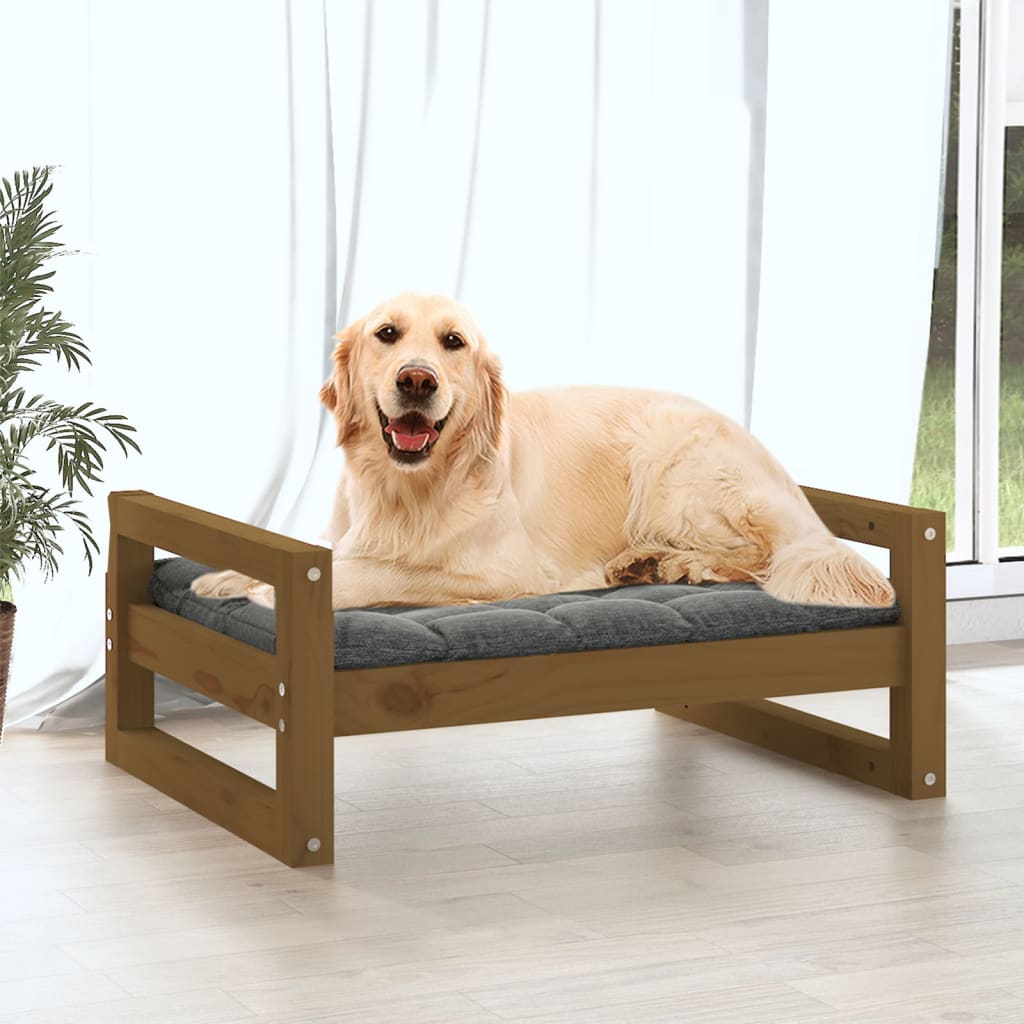 Cuccia per Cani ambra 75,5x55,5x28cm in Legno Massello di Pino - homemem39