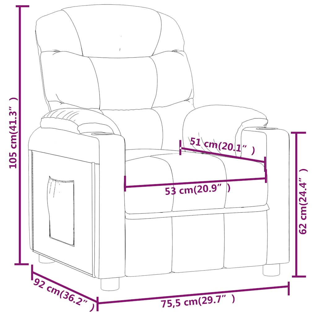 Poltrona reclinabile in tessuto marrone scuro