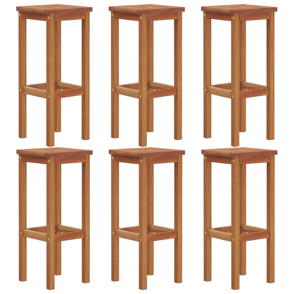 Sgabelli da Bar 6 pz in Legno Massello di Acacia