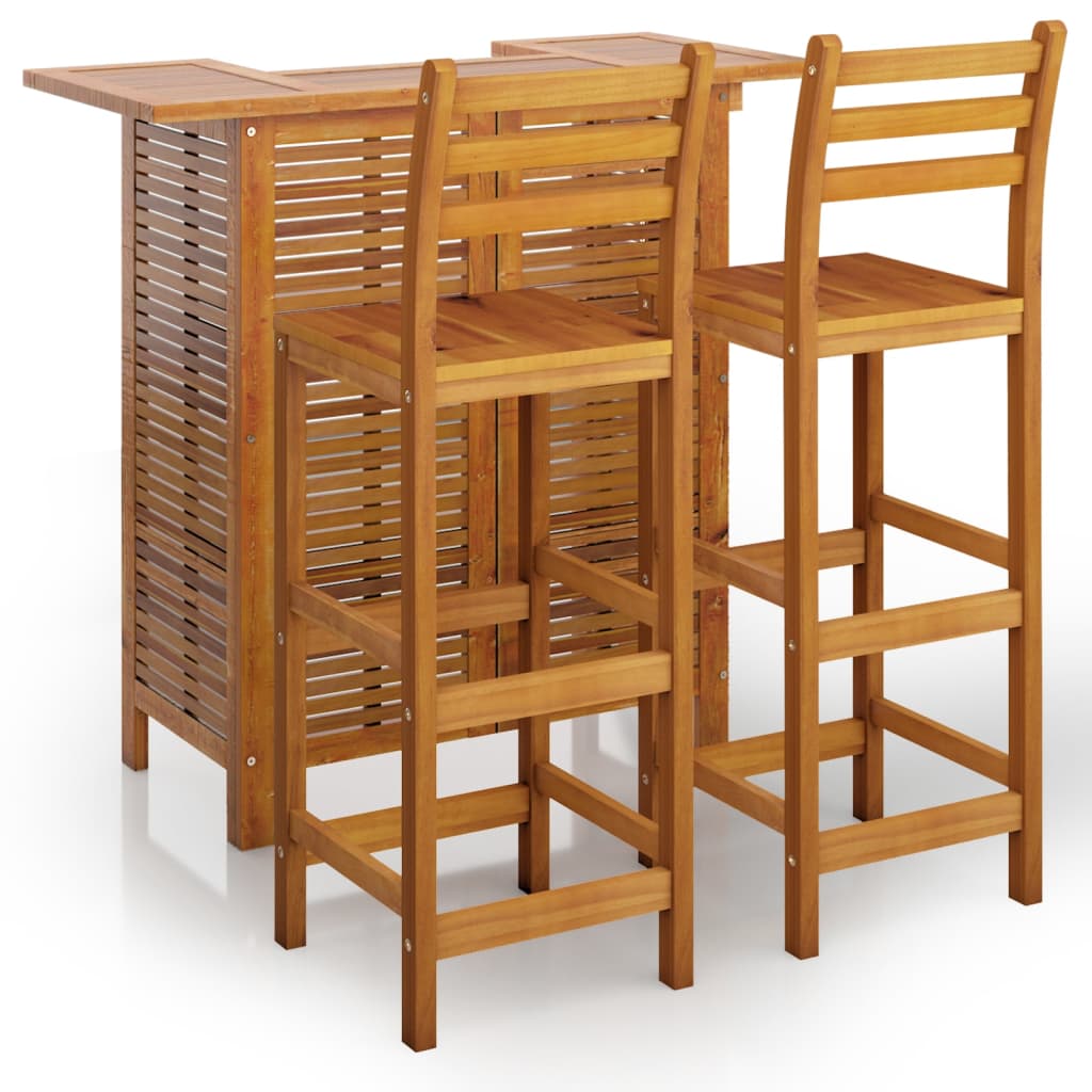 Set da Bar per Giardino 3 pz in Legno Massello di Acacia - homemem39