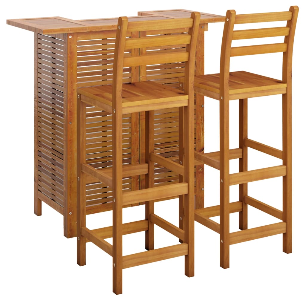 Set da Bar per Giardino 3 pz in Legno Massello di Acacia - homemem39