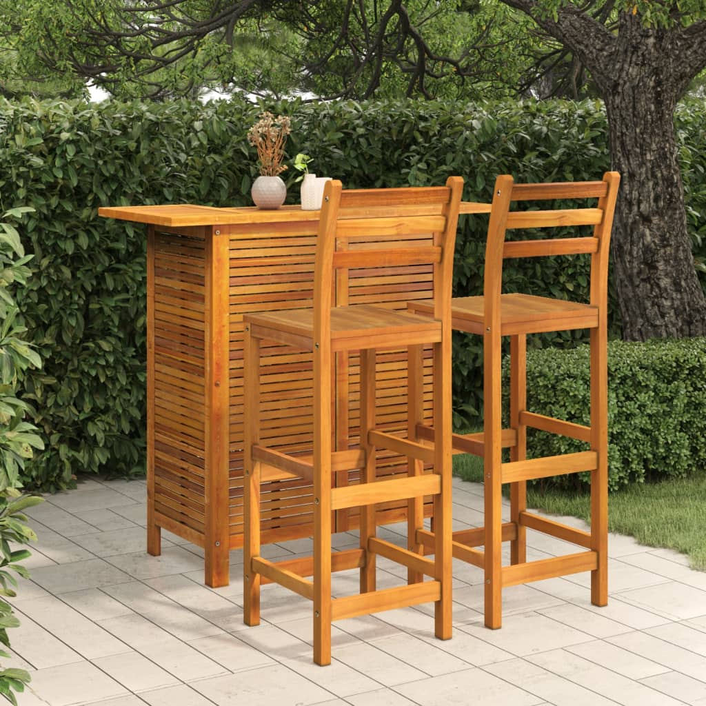 Set da Bar per Giardino 3 pz in Legno Massello di Acacia | homemem39