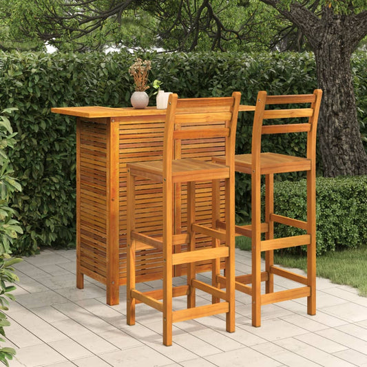 Set da Bar per Giardino 3 pz in Legno Massello di Acacia - homemem39