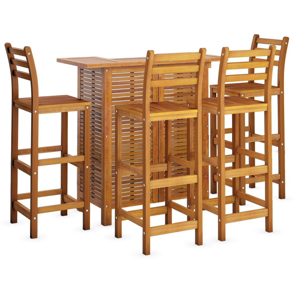 Set da Bar per Giardino 5 pz in Legno Massello di Acacia | homemem39