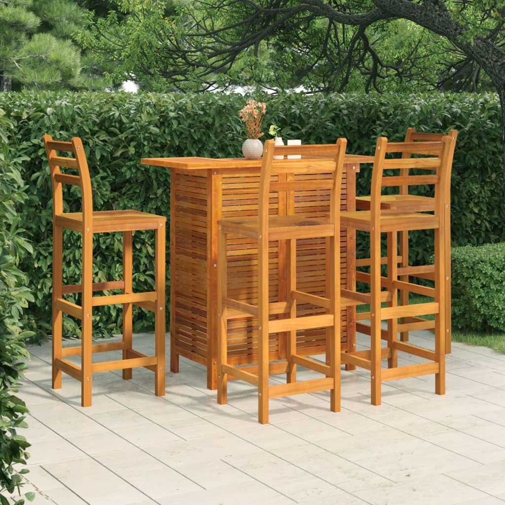 Set da Bar per Giardino 5 pz in Legno Massello di Acacia | homemem39