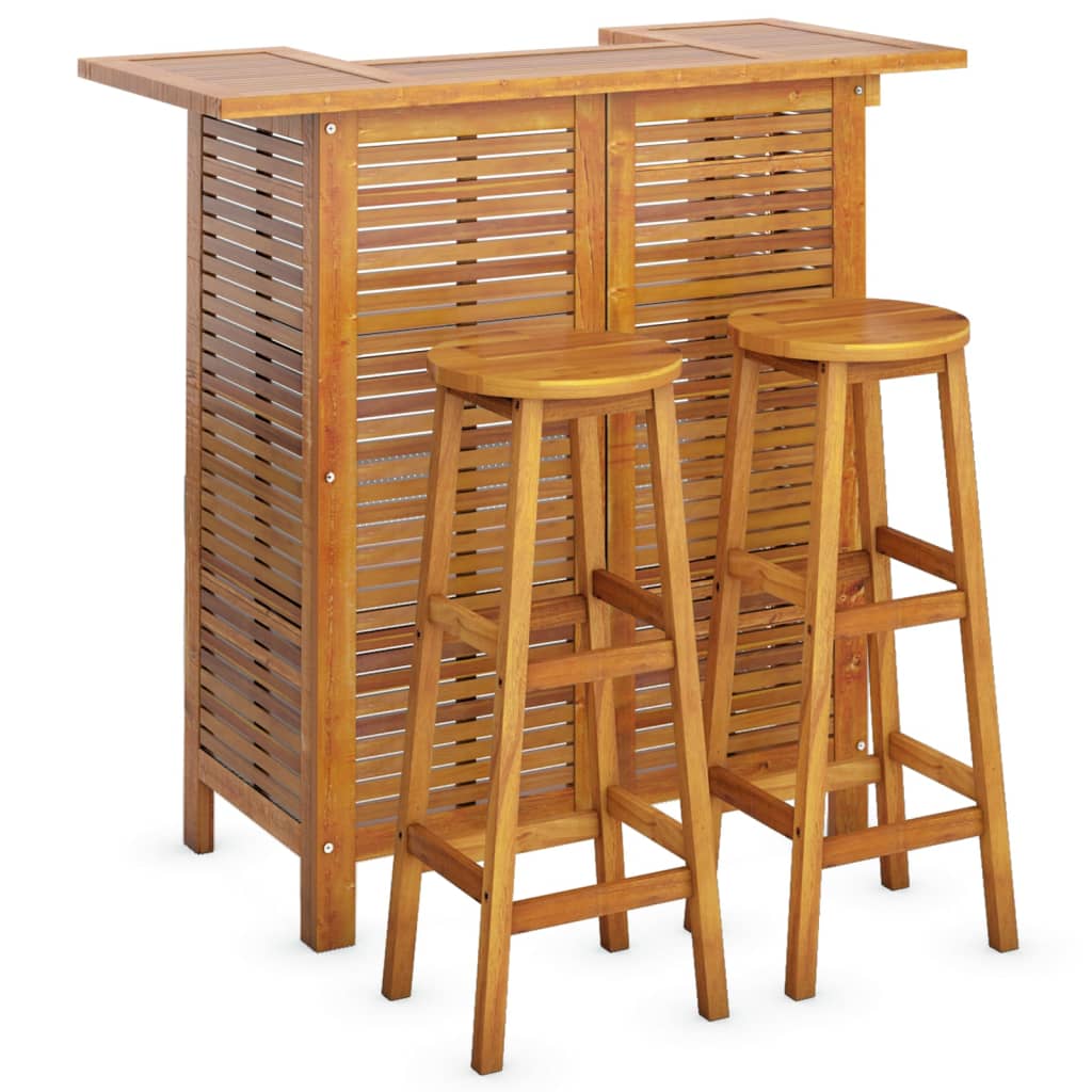 Set da Bar per Giardino 3 pz in Legno Massello di Acacia | homemem39